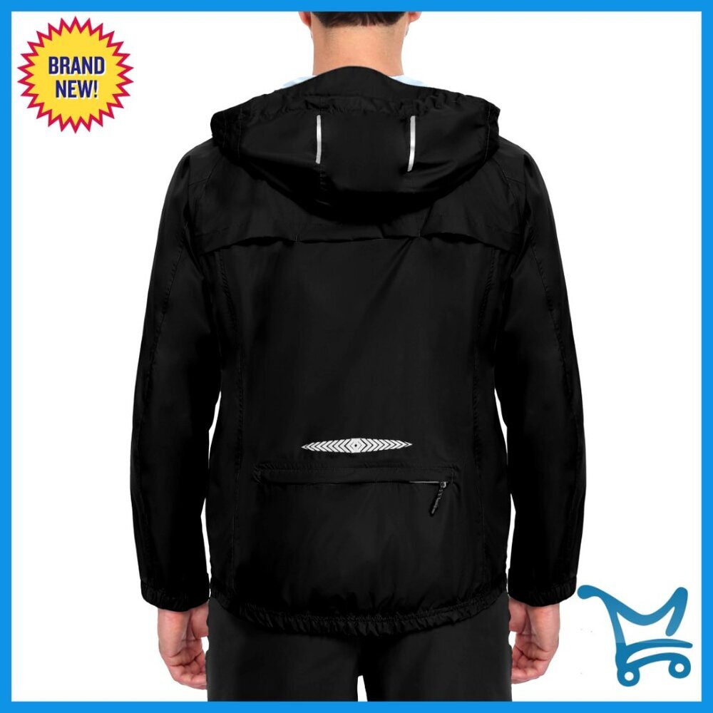 Men's Waterproof Windbreaker Lightweight Packable Cycling Running Jacket